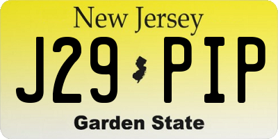 NJ license plate J29PIP