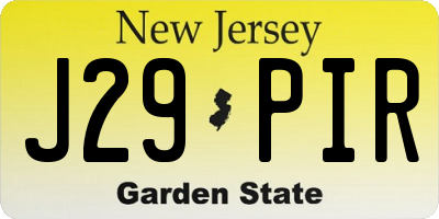 NJ license plate J29PIR