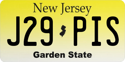 NJ license plate J29PIS