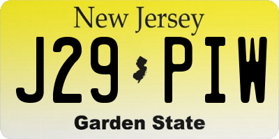 NJ license plate J29PIW