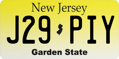 NJ license plate J29PIY