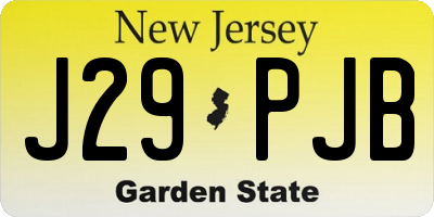 NJ license plate J29PJB