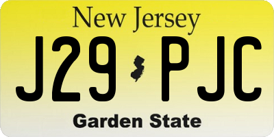 NJ license plate J29PJC