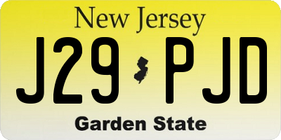 NJ license plate J29PJD