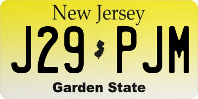 NJ license plate J29PJM