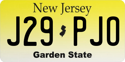 NJ license plate J29PJO