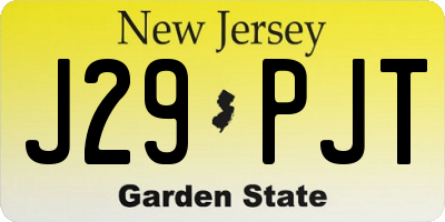 NJ license plate J29PJT