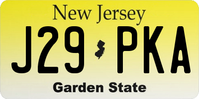 NJ license plate J29PKA