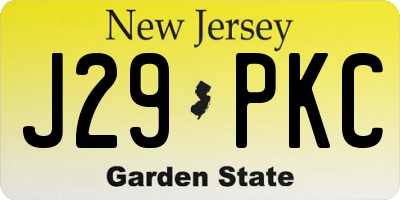 NJ license plate J29PKC