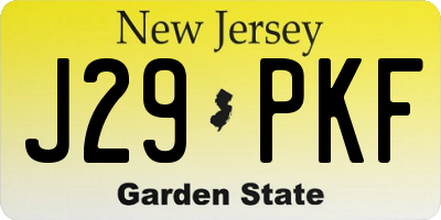 NJ license plate J29PKF