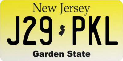 NJ license plate J29PKL