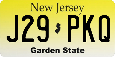 NJ license plate J29PKQ