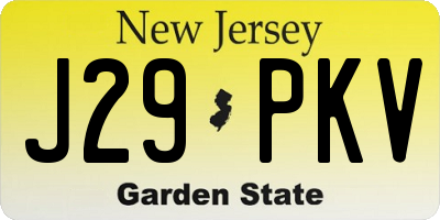 NJ license plate J29PKV