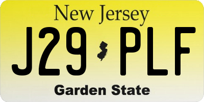 NJ license plate J29PLF