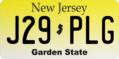 NJ license plate J29PLG