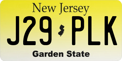 NJ license plate J29PLK