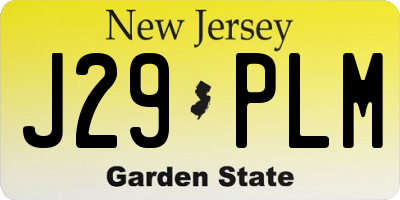 NJ license plate J29PLM