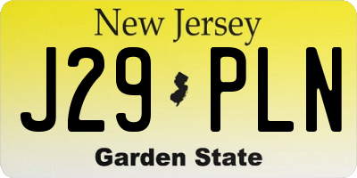 NJ license plate J29PLN