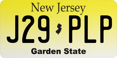 NJ license plate J29PLP