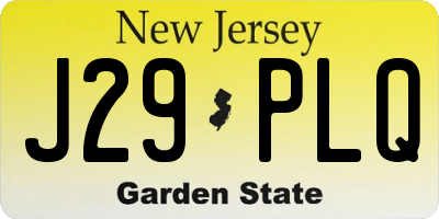 NJ license plate J29PLQ