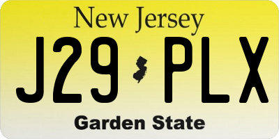 NJ license plate J29PLX