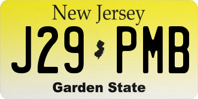NJ license plate J29PMB