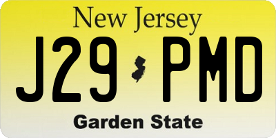 NJ license plate J29PMD