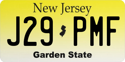 NJ license plate J29PMF
