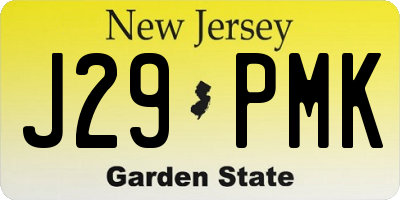 NJ license plate J29PMK