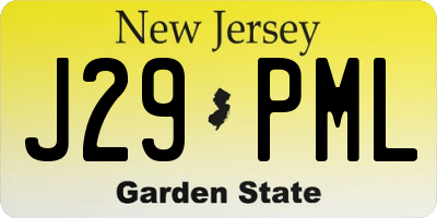 NJ license plate J29PML