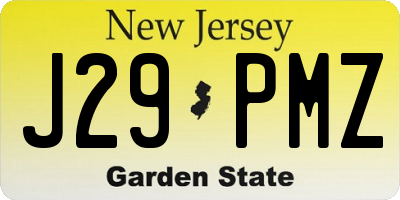 NJ license plate J29PMZ