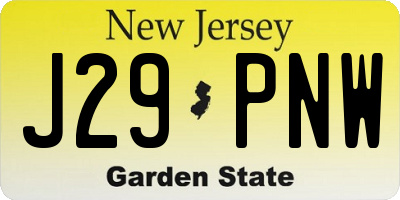 NJ license plate J29PNW