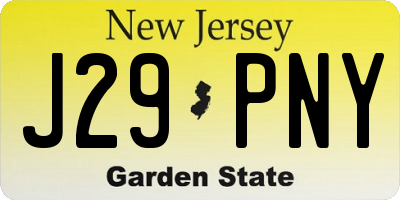 NJ license plate J29PNY