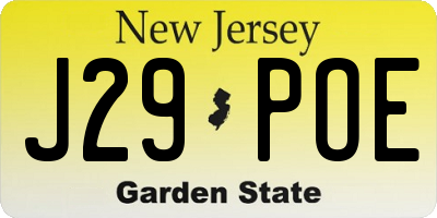 NJ license plate J29POE