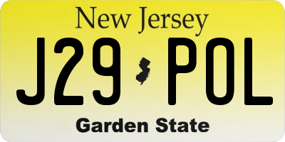 NJ license plate J29POL