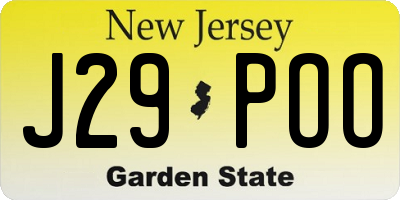 NJ license plate J29POO