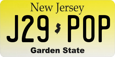 NJ license plate J29POP