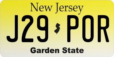 NJ license plate J29POR
