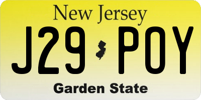 NJ license plate J29POY