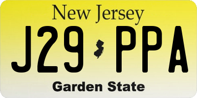 NJ license plate J29PPA