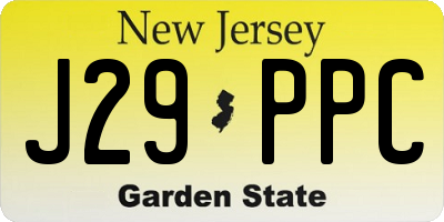 NJ license plate J29PPC