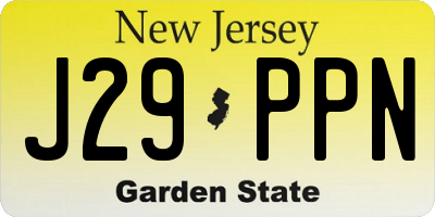 NJ license plate J29PPN