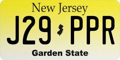 NJ license plate J29PPR