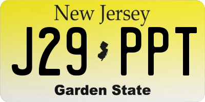 NJ license plate J29PPT