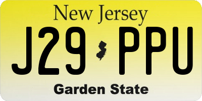 NJ license plate J29PPU