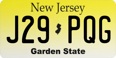 NJ license plate J29PQG