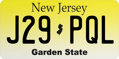 NJ license plate J29PQL