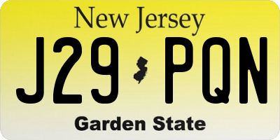 NJ license plate J29PQN