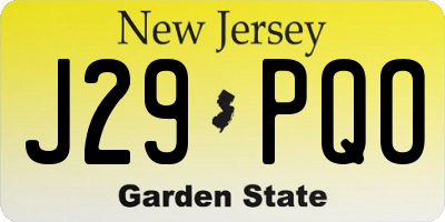 NJ license plate J29PQO