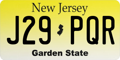 NJ license plate J29PQR